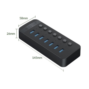  هاب یو اس بی 7 پورت همراه آداپتور اوریکو مدل CT2U3-7AB  