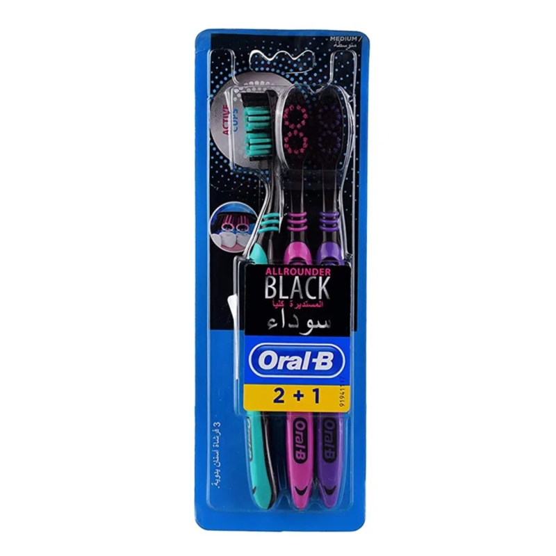 مسواک اورال بی مدل AllRounder Black بسته ۳ عددی