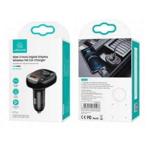  شارژر فندکی فست شارژ ماشین تایپ سی 50 وات و اف ام پلیر یوسامز مدل US-CC143 