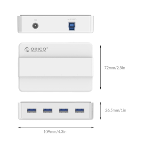 هاب 4 پورت USB3.0 اوریکو مدل H4928-U3-V1 با آداپتور