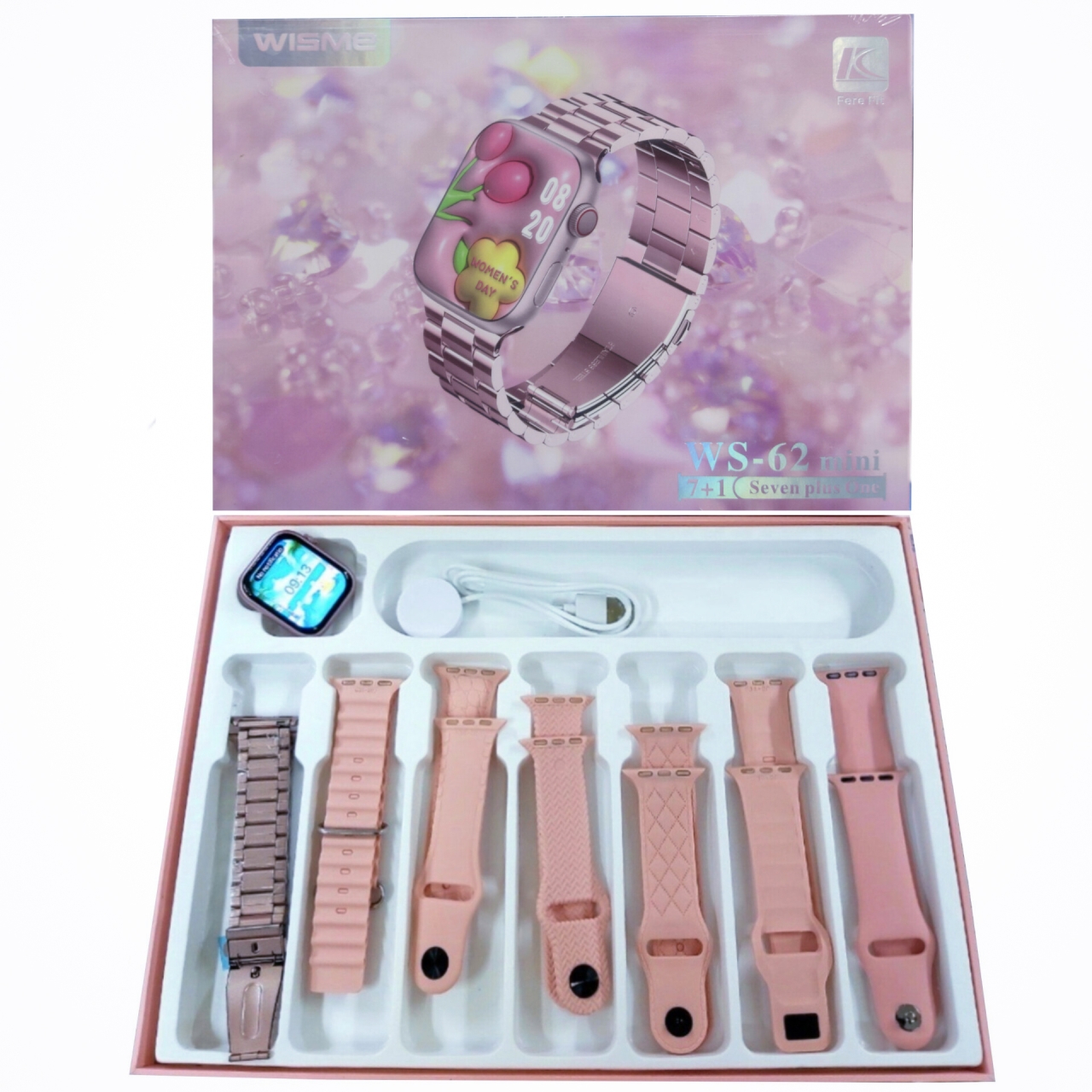 پک ساعت هوشمند سری 9 ویسمی مدل ws-62mini با ۷ بند 