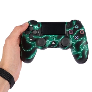 دسته بازی بی سیم سونی Dualshock 4 High Copy درجه یک طرح Green thunder مناسب برای PS4
