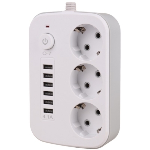 چند راهی برق با کابل 2 متری به همراه شارژر USB مدل Q-7 