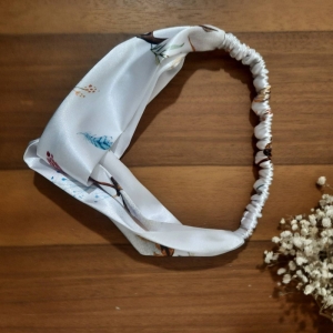 هدبند گره ای ساتن ابریشم طرح گل پنبه