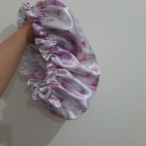 کلاه خواب ساتن ابریشم طرح گل آبرنگی