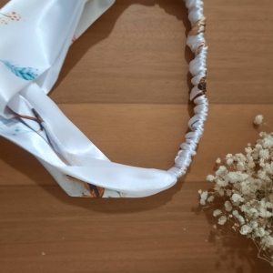هدبند گره ای ساتن ابریشم طرح گل پنبه