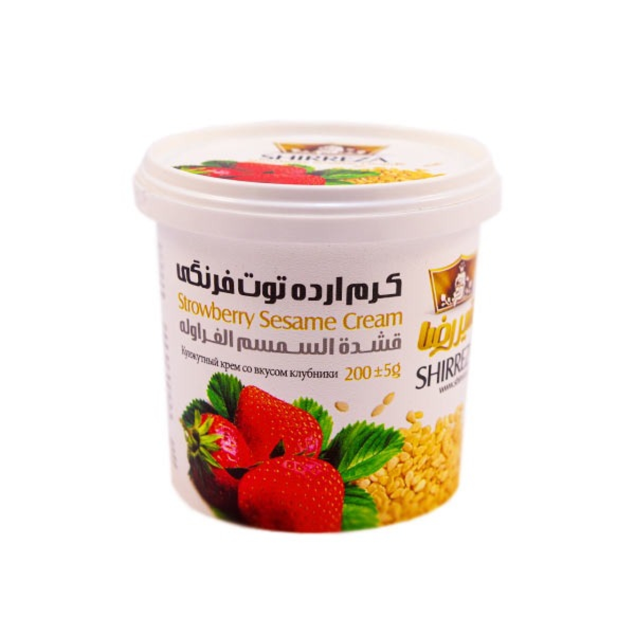 کرم ارده توت فرنگی شیررضا حجم 200 گرمی