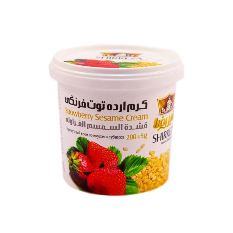 کرم ارده توت فرنگی شیررضا حجم 200 گرمی