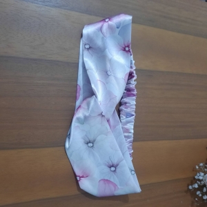 هدبند گره ای ساتن ابریشم طرح گل آبرنگی