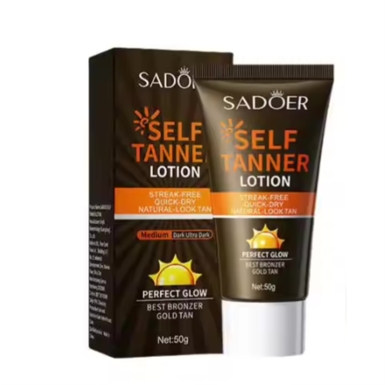 کرم برنزه کننده صورت و بدن سادور مدل Self Tanner حجم ۵۰ گرم 