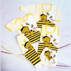 لباس نوزادی ۵ تیکه طرح زنبوری کد03