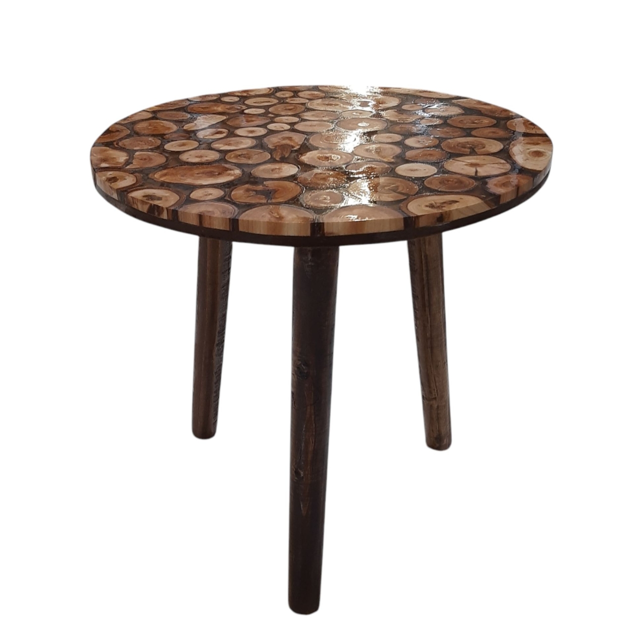 میز عسلی چوبی ترکیب چوب و رزین کد 58