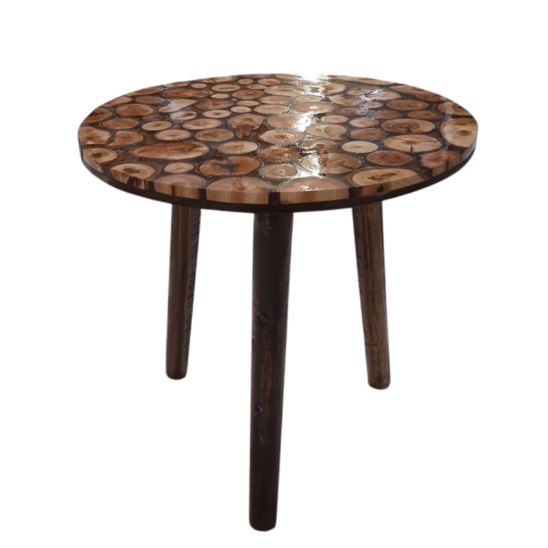 میز عسلی چوبی ترکیب چوب و رزین کد 58