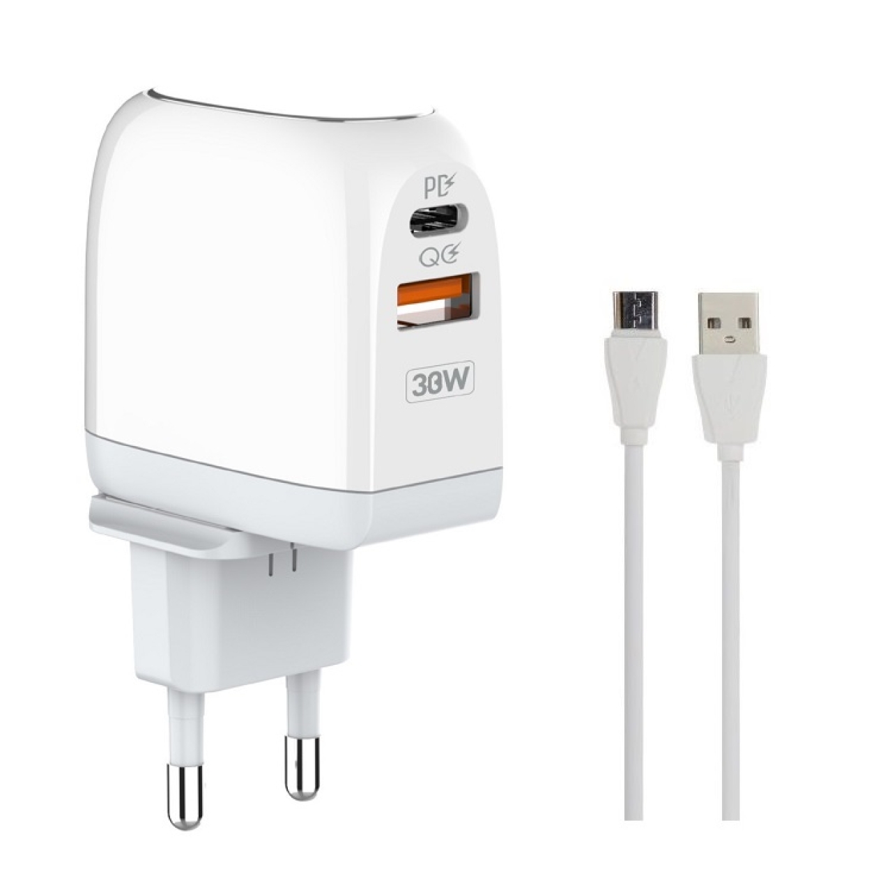 شارژر دیواری الدینیو مدل A2522C به‌ همراه کابل تبدیل MicroUSB