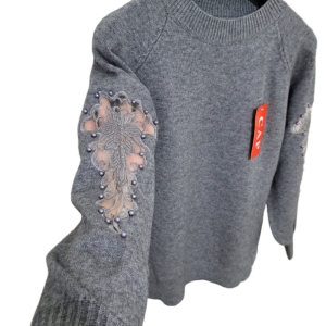 گپ زنانه آستین گیپور رنگ طوسی کد ۱۰۳