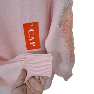 گپ زنانه آستین گیپور رنگ صورتی روشن کد ۱۰۷