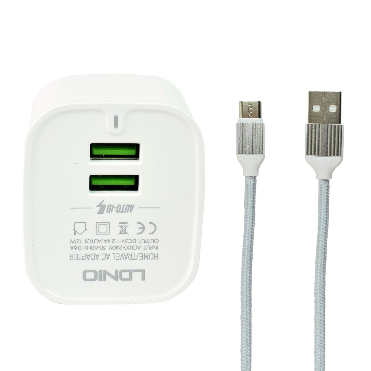  شارژر دیواری الدینیو مدل A201 به همراه کابل تبدیل microUSB