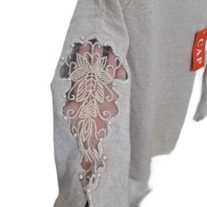 گپ زنانه آستین گیپور رنگ کرم کد ۱۱۲