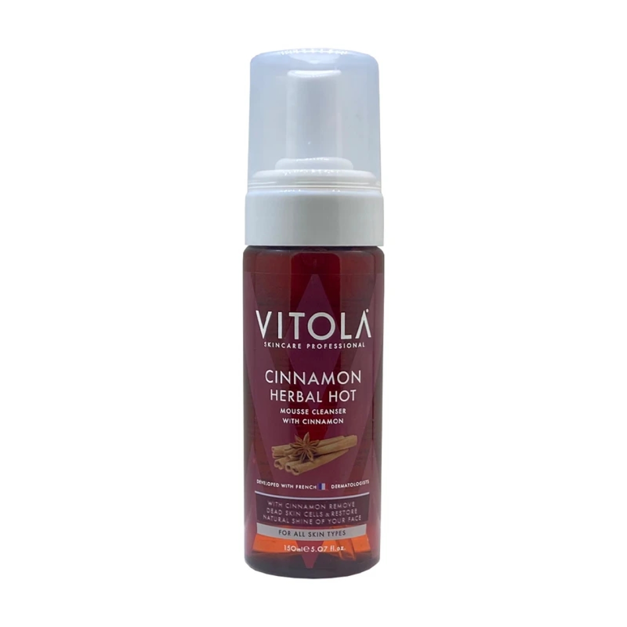 فوم شستشو صورت ویتولا مدل CINNAMON HERBAL حجم 150 میلی لیتر