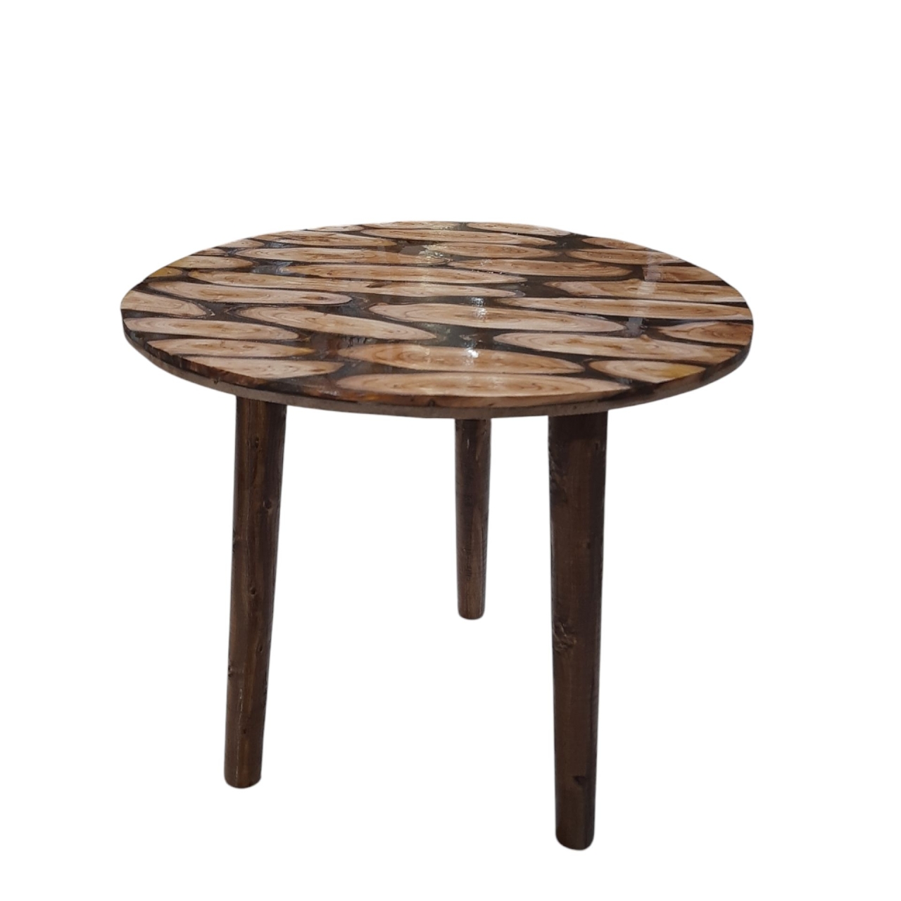 میز عسلی چوبی ترکیب چوب و رزین کد 53