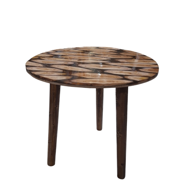 میز عسلی چوبی ترکیب چوب و رزین کد 53