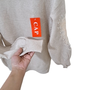 گپ زنانه آستین گیپور رنگ کرم کد ۱۱۲