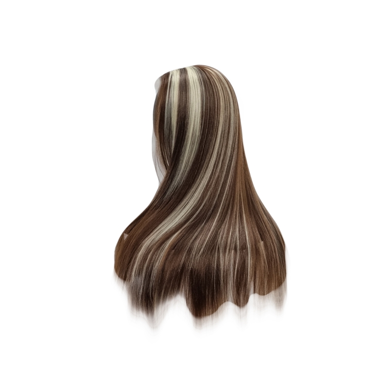 کلاه گیس طبیعی موی فر الیاف قد 60 کد AL-F871