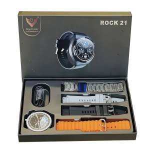 ساعت هوشمند صفحه گرد راک مدل ROCK 21 با 4 بند فلزی و سیلیکون
