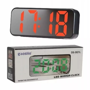 ساعت رومیزی دیجیتال LED مدل DS-3821L - نمایش زمان، تاریخ، دما و دارای آلارم