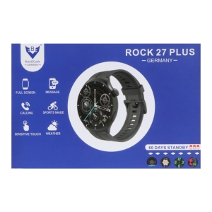 ساعت هوشمند صفحه گرد مدل ROCK 27 PLUS با 3 بند فلزی و چرمی