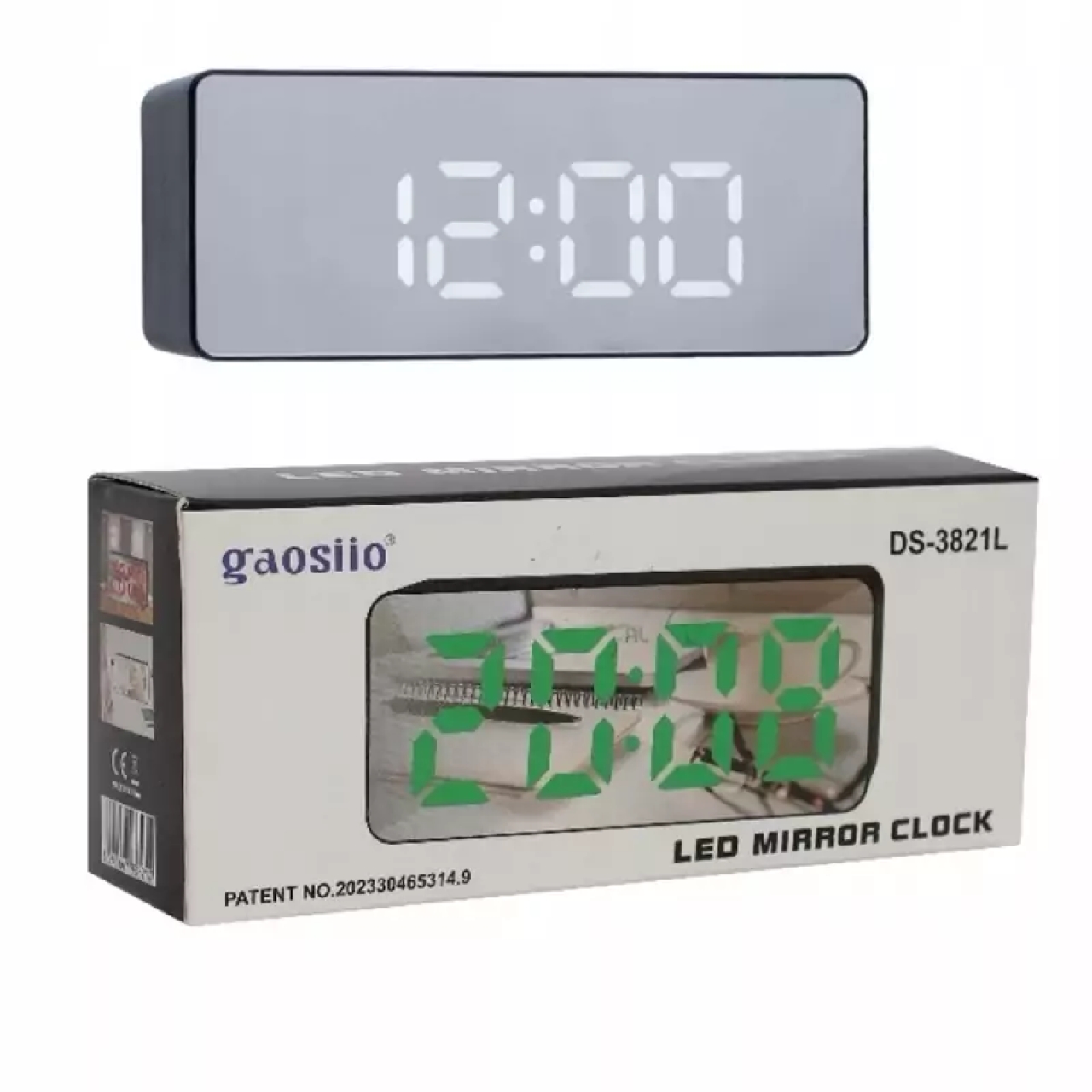 ساعت رومیزی دیجیتال LED مدل DS-3821L - نمایش زمان، تاریخ، دما و دارای آلارم