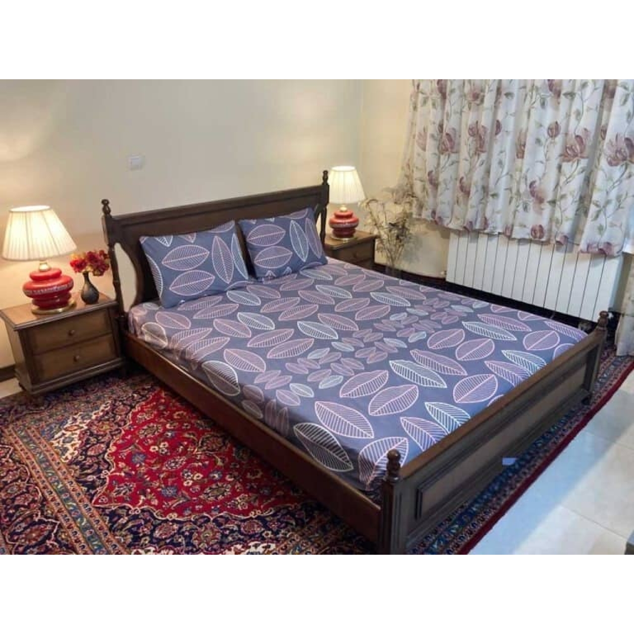 روتختی کشدار تخت دونفره طرح ترک مدل برگ ماکااو 180*200 سانتی‌متر