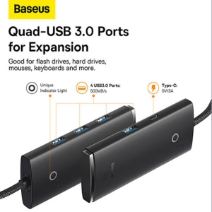 هاب 4 پورت usb باسئوس مدل wkqx030101 