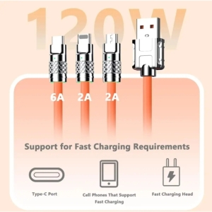 کابل تبدیل usb به lighting_Type_c -micro usb تبدیل ۱ به ۳ سیلیکونی 