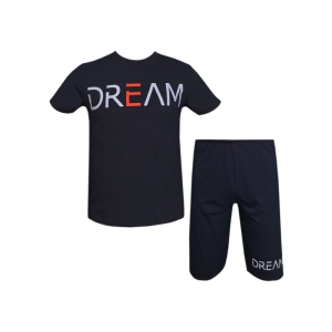 ست تیشرت و شلوارک مردانه طرح Dream کد 1565 رنگ مشکی
