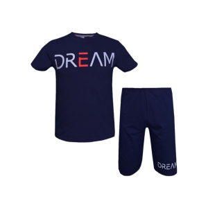 ست تیشرت و شلوارک مردانه طرح Dream کد 1565 رنگ سرمه ای