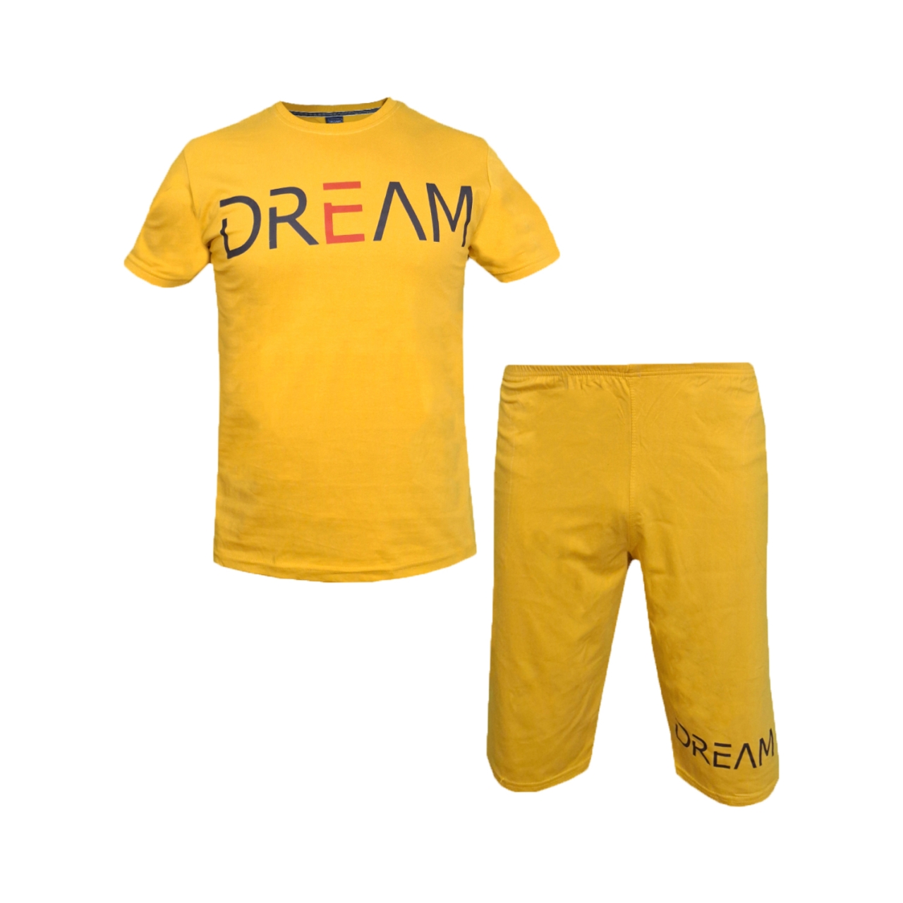 ست تیشرت و شلوارک مردانه طرح Dream کد 1565 رنگ زرد
