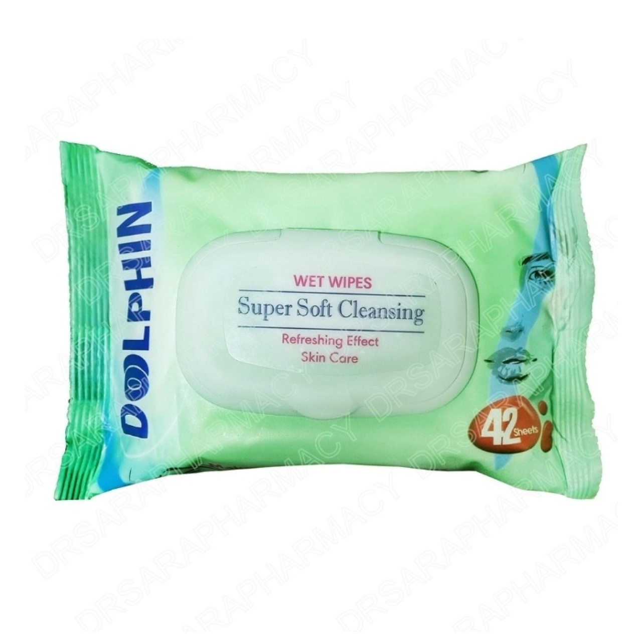 دستمال مرطوب پاک کننده آرایش دلفین بسته 42 عددی 