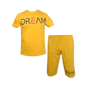 ست تیشرت و شلوارک مردانه طرح Dream کد 1565 رنگ زرد