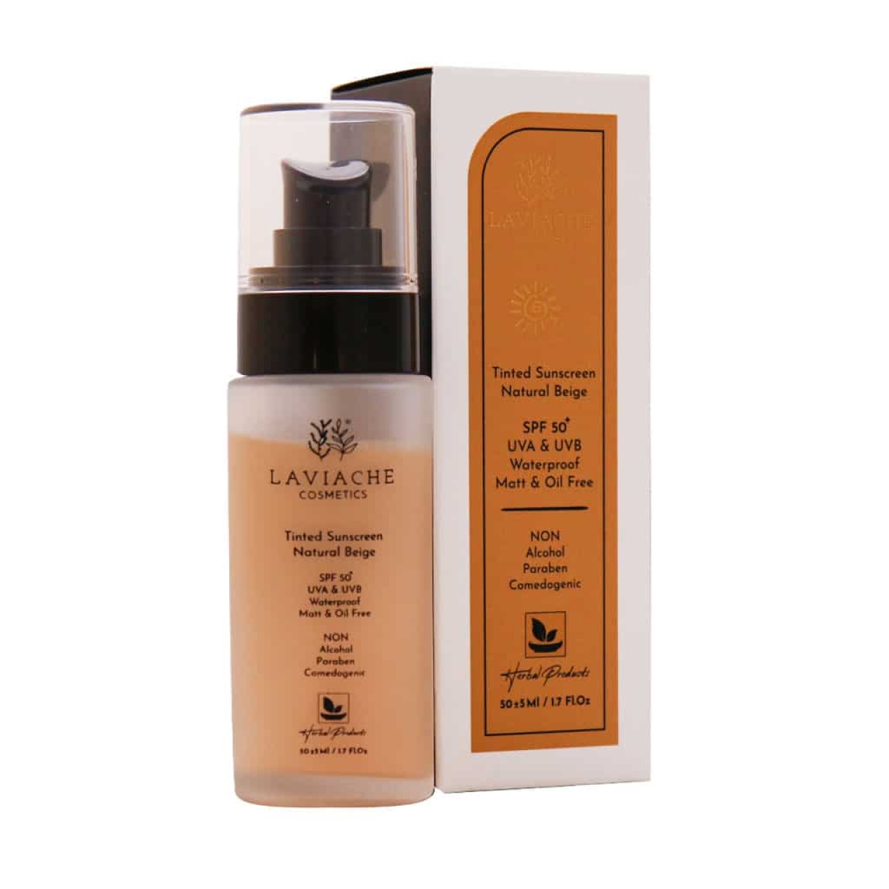 کرم ضد آفتاب spf50 لاویاچه مدل بژ طبیعی ضد آب مناسب انواع پوست حجم 50میل