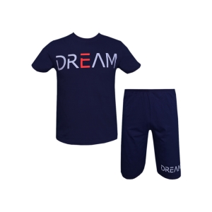 ست تیشرت و شلوارک مردانه طرح Dream کد 1565 رنگ سرمه ای