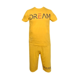 ست تیشرت و شلوارک مردانه طرح Dream کد 1565 رنگ زرد