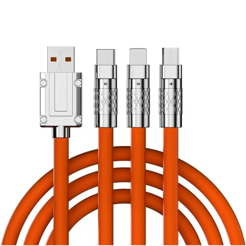 کابل تبدیل usb به lighting_Type_c -micro usb تبدیل ۱ به ۳ سیلیکونی 