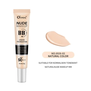  بی بی کرم O'CHEAL مدل NUDE MAKE UP فول کاور و ضد آب رنگ02 بژ طبیعی وزن 30 گرم