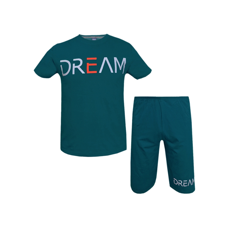 ست تیشرت و شلوارک مردانه طرح Dream کد 1565 رنگ سبز