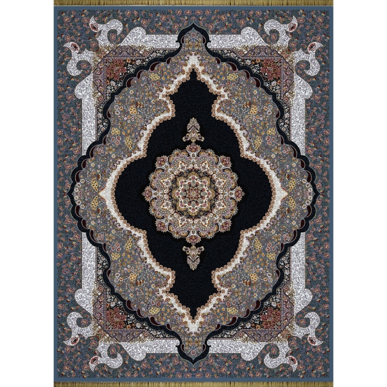 فرش ماشینی سلطان آبی الماسی 