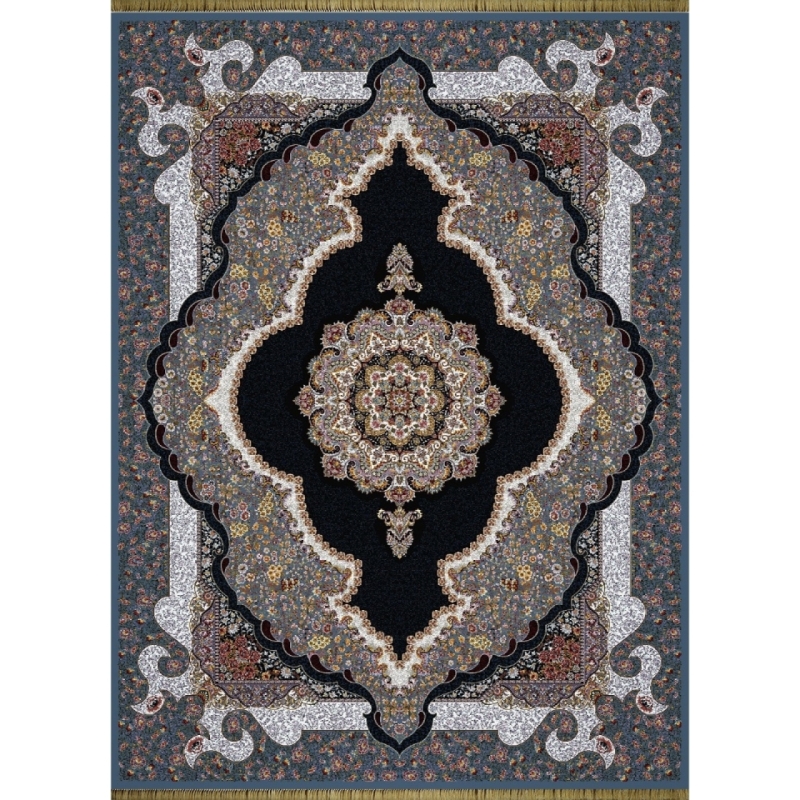 فرش ماشینی سلطان آبی الماسی 