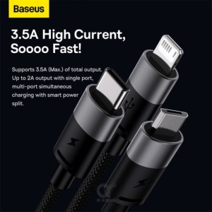 کابل تبدیل USB به لایتنینگ/USB-C/microUSB بیسوس مدل HIGH CURRENT طول 0.6 متر