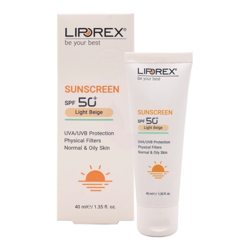 کرم ضد آفتاب لیپورکس spf50 مدل بژ روشن مناسب پوست نرمال تا چرب حجم 50 میل