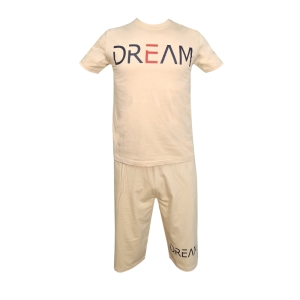 ست تیشرت و شلوارک مردانه طرح Dream کد 1565 رنگ کرم